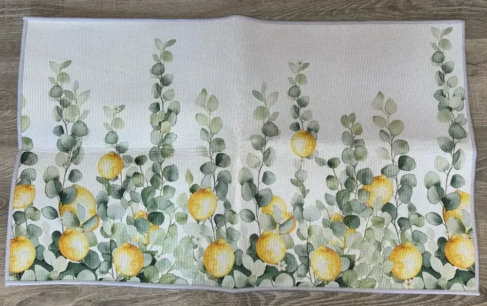Lemon Eucalyptus Kitchen Rug 2’ x 3’ Non-Slip Washable Absorbent Floor Mat